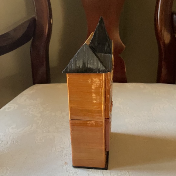 Unique vintage handmade bamboo, straw, wheat Victorian row house trinket box - Picture 4 of 15